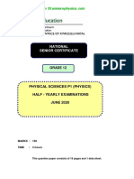 National Senior Certificate: Physical Sciences P1 (Physics) Half - Yearly Examinations JUNE 2020