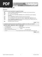 Unit 5 Short Test 2B: Grammar