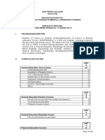 San Pedro College BS in Medical Laboratory Science Curriculum (Prospectus)