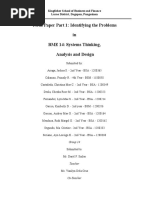 Term Paper Part 1: Identifying The Problems in BME 14: Systems Thinking, Analysis and Design