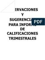 Observaciones y Sugerencias