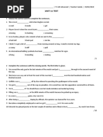 Unit 11 Test: Vocabulary 1 Choose The Correct Word To Complete The Sentences