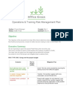 Operations & Training Risk Management Plan: Objective