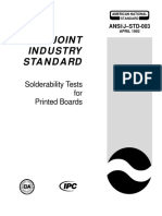 Joint Industry Standard: Solderability Tests For Printed Boards