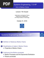 SF2863 Systems Engineering, 7.5 HP: - Intro To Markov Chains