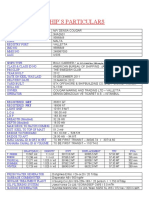 Ship'S Particulars: Draft (MLD.) Density DWT Displacement TPC FWA T. Fresh Fresh Tropical Summer Winter