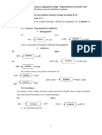 Chapitre I Représentation Des Systèmes Linéaires Temps Invariant (LTI)