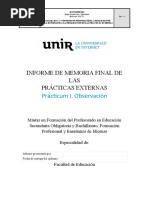 Informe Memoria de Prácticas Observación