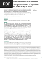 Clinical and Therapeutic Features of Myasthenia Gravis in Adults Based On Age at Onset