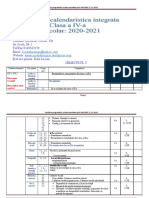 Planificare Calendaristica Integrata Clasa IV