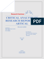 Critical Analysis of Research Report and Artical