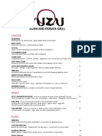 Yuzu Sushi Robata Grill Menu