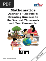 Mathematics: Quarter 1 - Module 4: Rounding Numbers To The Nearest Thousands and Ten Thousands