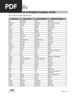 List of English Irregular Verbs: Institut Obert de Catalunya