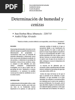 Determinación de Humedad y Cenizas