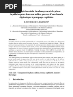 Etude Expérimentale Du Changement de Phase Liquide/vapeur Dans Un Milieu Poreux D'une Boucle Diphasique À Pompage Capillaire