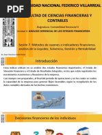 Sesión 7. Métodos de Razones o Indicadores Financieros