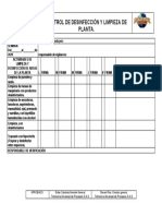 Formato de Control Limpieza y Desinfeccion de La Planta T