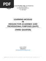 Learning Module IN English For Academic and Professional Purposes (Eapp) (Third Quarter)