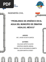 Problema de Arsenico en El Agua de Zimapan Hgo, Mexico