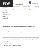 Unit 13 Density Worksheet Ahmed Umar 8-H