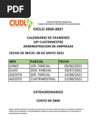 Calendario de Examen 10°admon