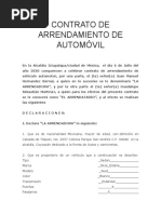 Contrato de Arrendamiento de Automóvil