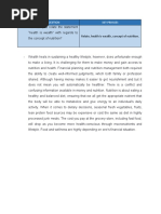 How Can You Relate The Statement "Health Is Wealth" With Regards To The Concept of Nutrition? Relate, Health Is Wealth, Concept of Nutrition