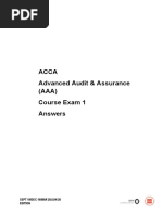 ACCA - Advanced Audit and Assurance (AAA) - Course Exam 1 Solutions - 2019