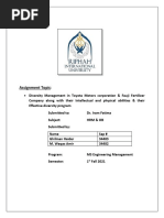 Assignment Topic:: - Diversity Management in Toyota Motors Corporation & Fauji Fertilizer