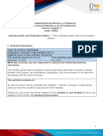 Activities Guide and Evaluation Rubric - Unit 2 - Task 4 - Speaking Task Forum and Practice Session