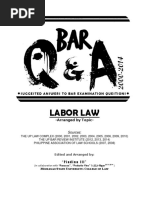 Labor Law: Suggested Answers To Bar Examination Questions