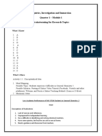 Inquiries, Investigation and Immersion Quarter 1 - Module 1 Brainstorming For Research Topics