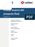 Tarea 4.1 Eduardo Turcios Administracion Primer Avance Del Proyecto Final