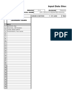 Input Data Sheet For E-Class Record: Region Division School Name