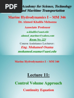 Lecture 11 - Marine Hydrodynamics I - Continuity Equation