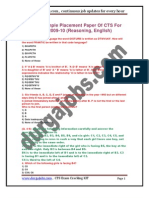 Latest Sample Placement Paper of CTS For Year-2009-10 (Reasoning, English)