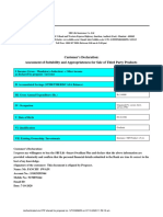 Customer's Declaration: Assessment of Suitability and Appropriateness For Sale of Third Party Products