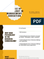 The Role of Psychology in Management Education 25th Jan