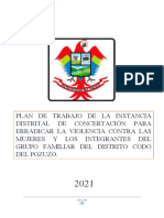 Plan de Trabajo de La Instanci de Concertación Distrital Codo Del Pozuzo.