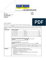 (Branch - ) KCC SANCTION LETTER: To Date: Sri/ SMT - Place: S/o/ W/o/ D/o Address