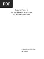 Resumen Tema 5 Las Comunidades Autónomas y La Administración Local