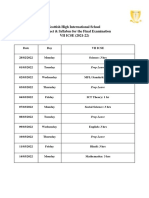 VII ICSE Datesheet & Syllabus Final Examination