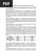 Escritura Sobre Constitucion de Una Sociedad de Responsabilidad Limitada