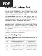 Valve Seat Leakage Test