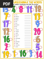 Numbers Vocabulary Esl Unscramble The Words Worksheet For Kids