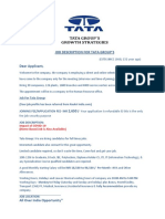 Job Description For Tata Group's (2021)