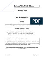 S Mathematiques Specialite 2020 Polynesie Remplacement Sujet Officiel