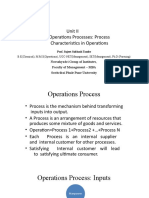 Unit II Operations Processes: Process Characteristics in Operations