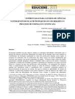 As Dificuldades Enfrentadas para O Ensino de Ciências Naturais em Escolas Municipais Do Sul de Sergipe E O Processo de Formação Continuada